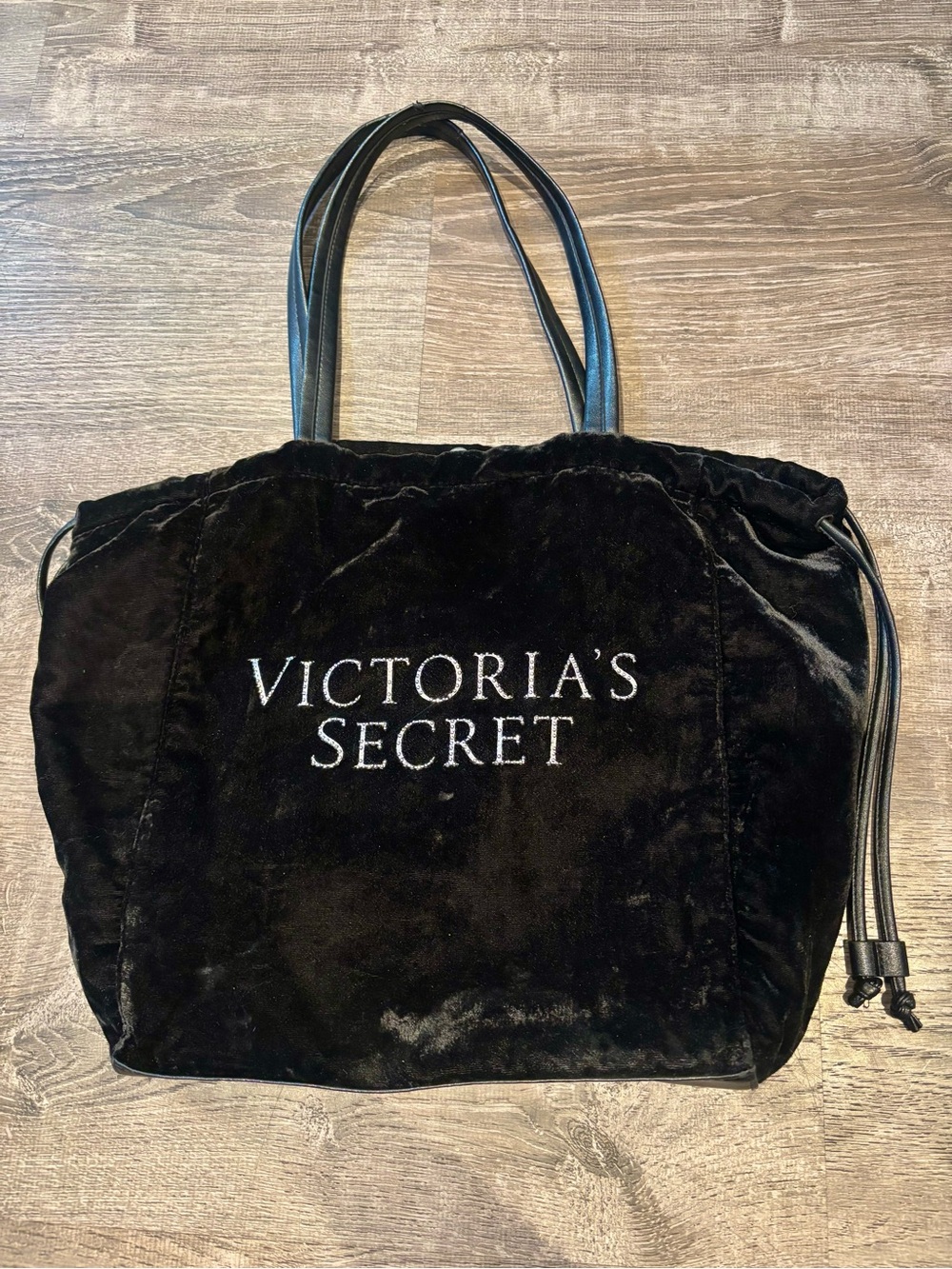 Victoria's Secret Black Velvet Tote with Logo